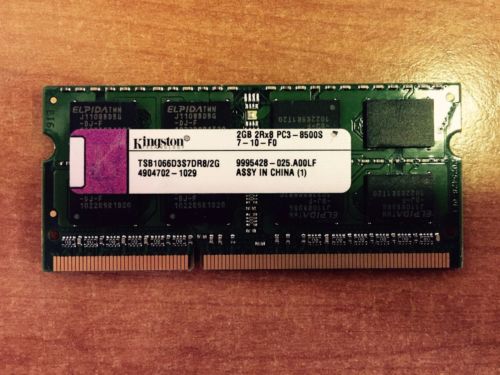 KINGSTON 2GB PC3-8500 DDR3-1066Mhz Laptop SoDimm Memory RAM - 2nd Time